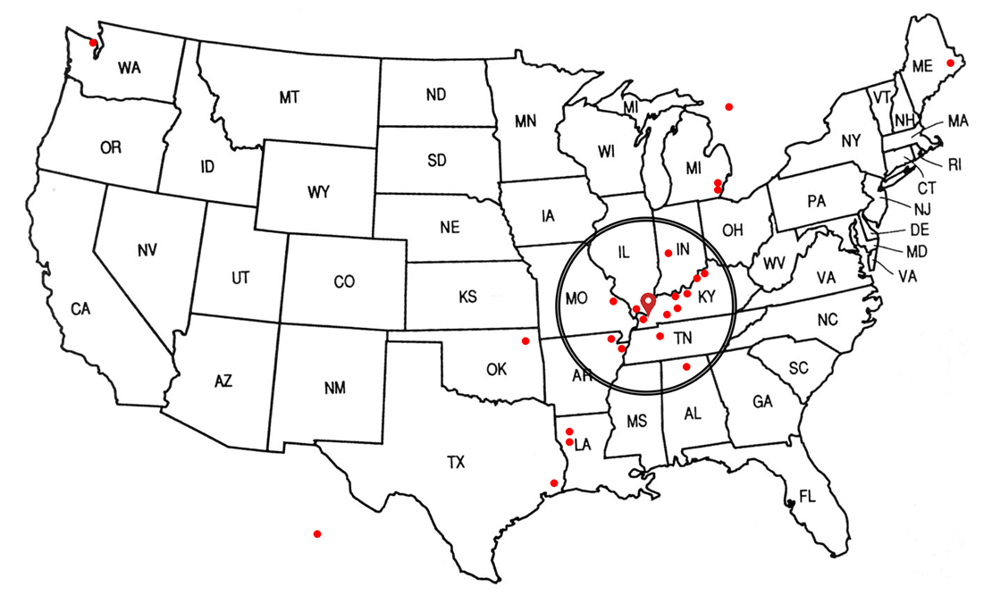 PMI's service area map